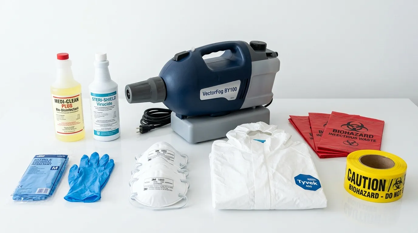 Professional biohazard remediation crew working in Garner